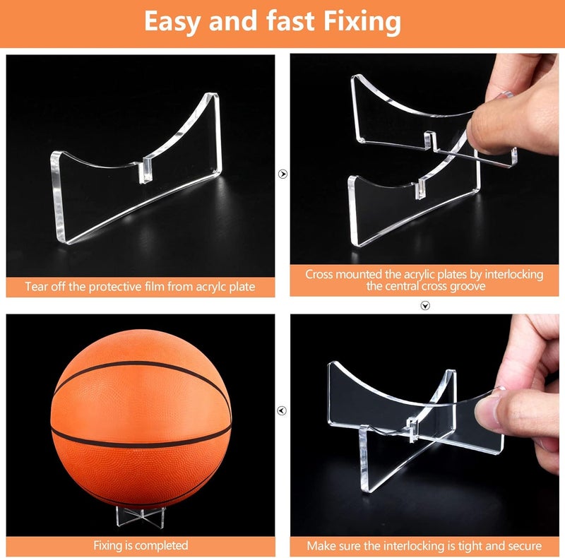 Evron Acrylic Basketball Stand, Simple and Stylish Football Display Stand Storage Holder for Volleyball Rugby Soccer Case Rack (3.54x1.3 inch; 9x3.3 cm) - Image 4